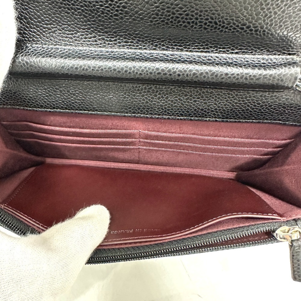CHANEL Authentic Black Caviar Leather Logo Wallet - Picture 13 of 16